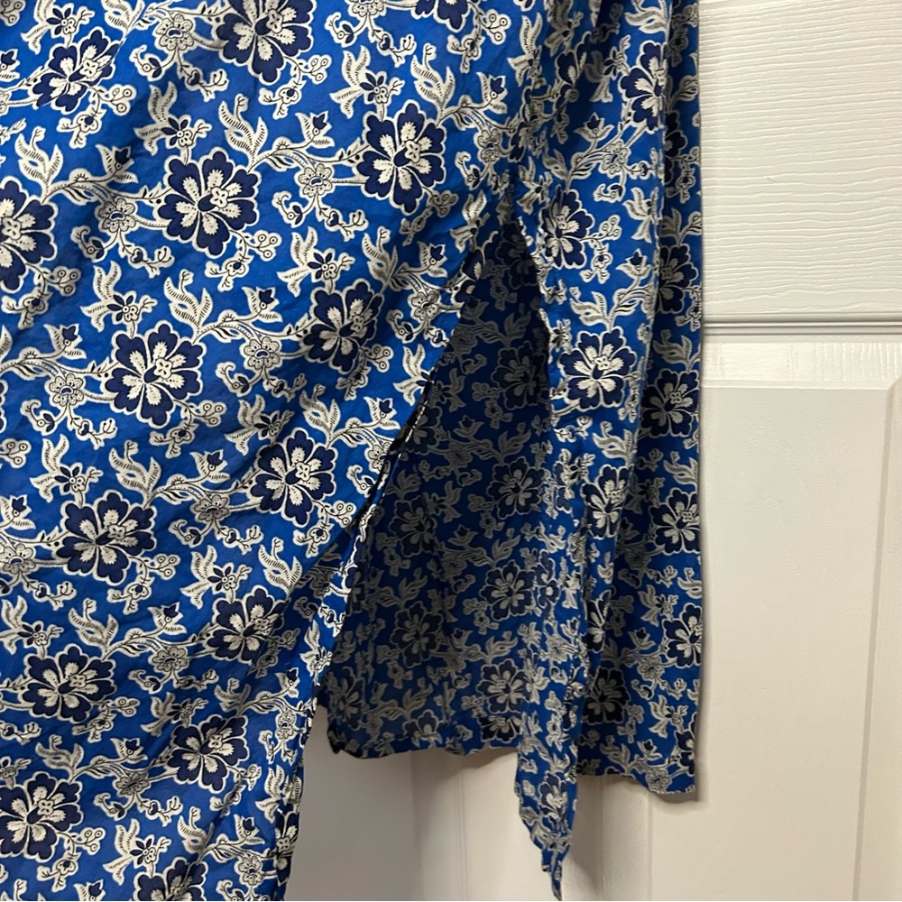 J Crew Cotton Voile Ruffle-Trim Shift Dress Cobalt Floral - Picture 10 of 16